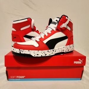 New Mens 10 Adidas Puma Rebound Layup Speckle Red/White/Black